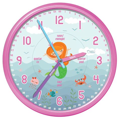 Teacher S Choice Educational Decorative Wall Clock Mermaid Pink