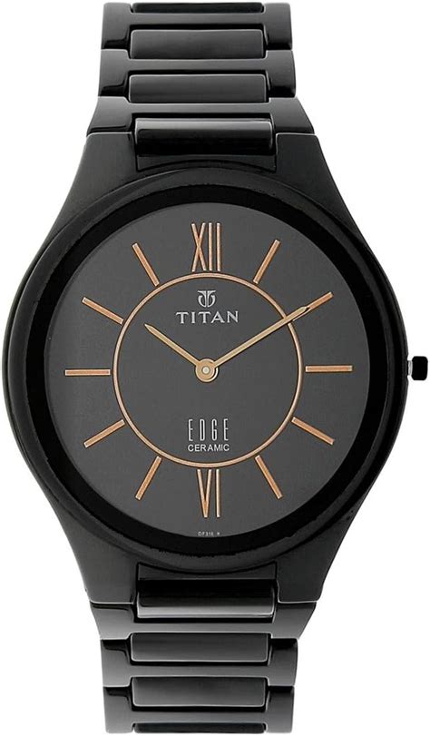 Titan Edge Ceramic Black Dial Analog Ceramic Strap Watch For Men