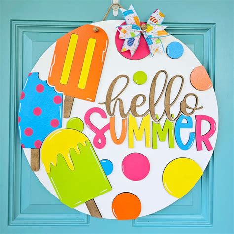 Hello Summer Polka Dot Popsicle Door Hanger Popsicles And Summer DIY