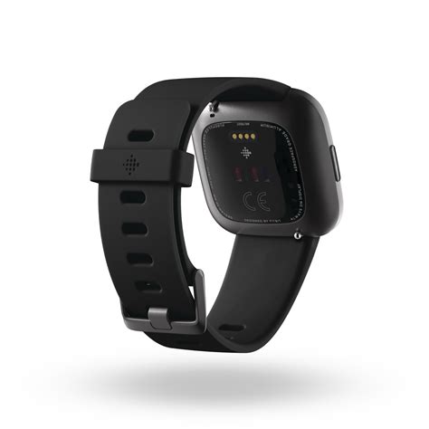 Product Render Of Fitbit Versa 2 Back View In Black And Carbon Ban