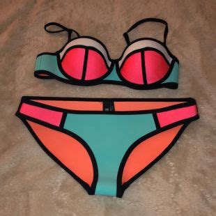 Triangl Swimwear Colour Block Neoprene Bikini Set Size S Used