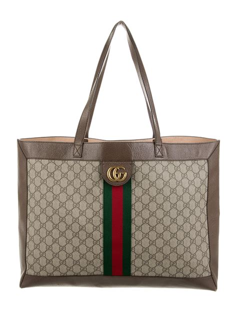 Gucci Large GG Supreme Ophidia Tote Brown Totes Handbags