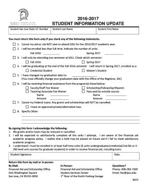 Fillable Online Sjsu Type On This Form Sjsu Fax Email Print Pdffiller