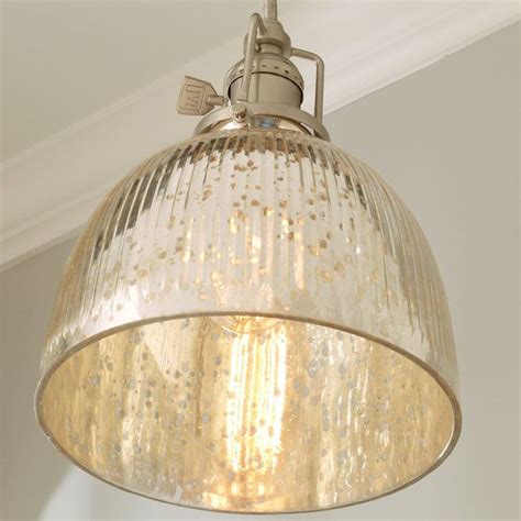 Ribbed Dome Mercury Glass Shade Pendant Light Pendant Light Mercury Glass Pendant Light