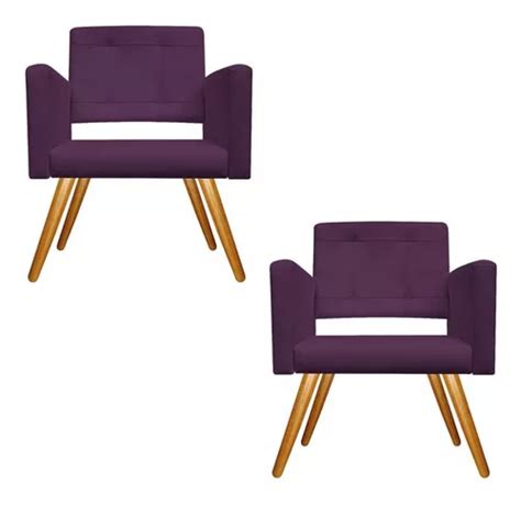 Kit Poltronas G Nesis Palito Mel Suede Roxo Ds Mercadolivre