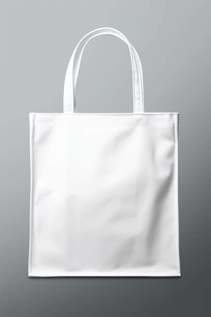 White Tote Bag Grey Background Premium Ai Generated Image