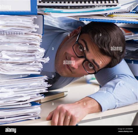 Extremely Busy Businessman Working In Office Stock Photo Alamy