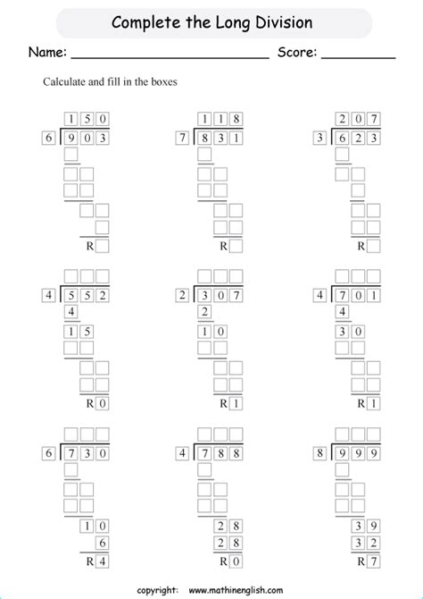 3 Digit Long Division Printable Grade 4 Math Worksheet Division Worksheets Grade 4 4th Grade