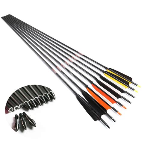 Archery Sp Carbon Arrow Shafts W Turkey Feathers Pack For