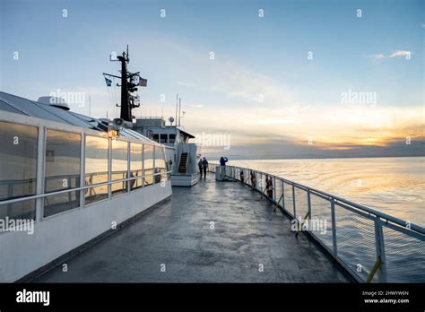 Exterior View Of The Deck On A Bc Ferry From Nanaimo Departure Bay To