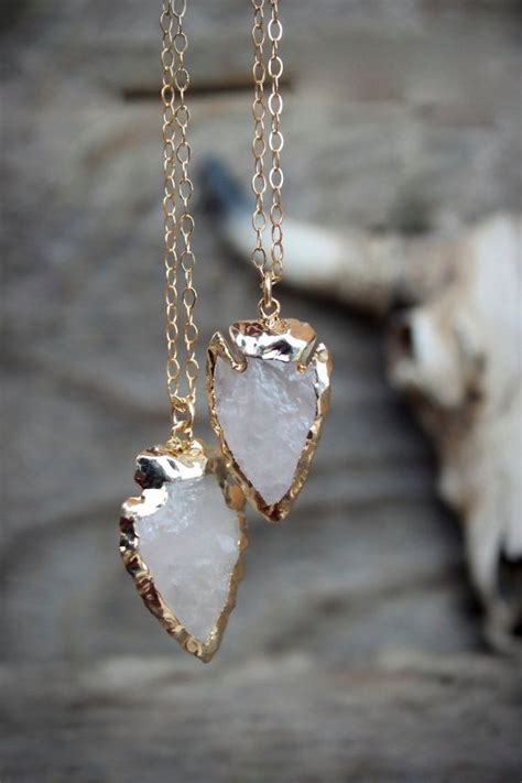 Rose Quart Arrowhead Edged In 24K Gold Necklace Love Stone Etsy