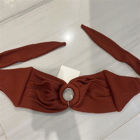 Kulani Kinis Brown Bandeau Bikini Top Depop