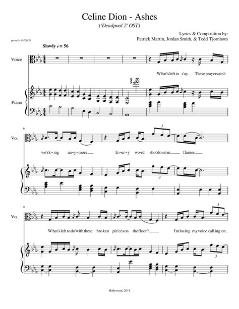 [MuseScore] Celine Dion - Ashes (Deadpool 2 OST) Sheet music for Piano ...