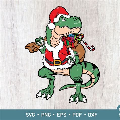 Santa And Dinosaur Svg Etsy