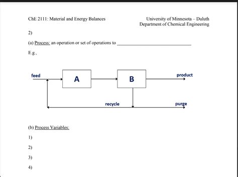 Solved Lecture 3 Nomenclature Process Process Variables