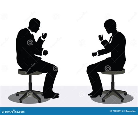 Business Man And Woman Silhouette On Phone Stock Vector Illustration