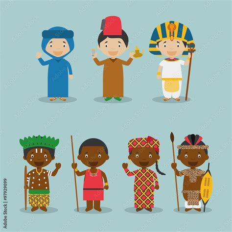 Ilustración de vector Niños y nacionalidades del mundo Set 2 África