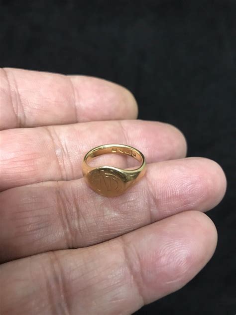 Antique Novelty 18ct 18k Solid Yellow Gold Very Heavy Signet Ring