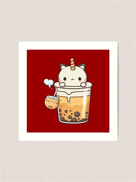 Cat Boba Tea Bubble Tea Anime Kawaii Art Print For Sale By Boopog