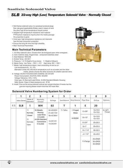 Slb Way High Low Temperature Solenoid Valve From China