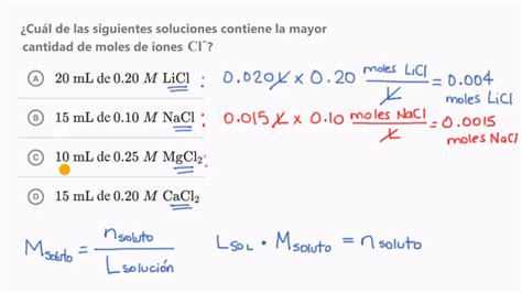 Calcular Moles En Funci N De La Molaridad Y El Volumen Youtube