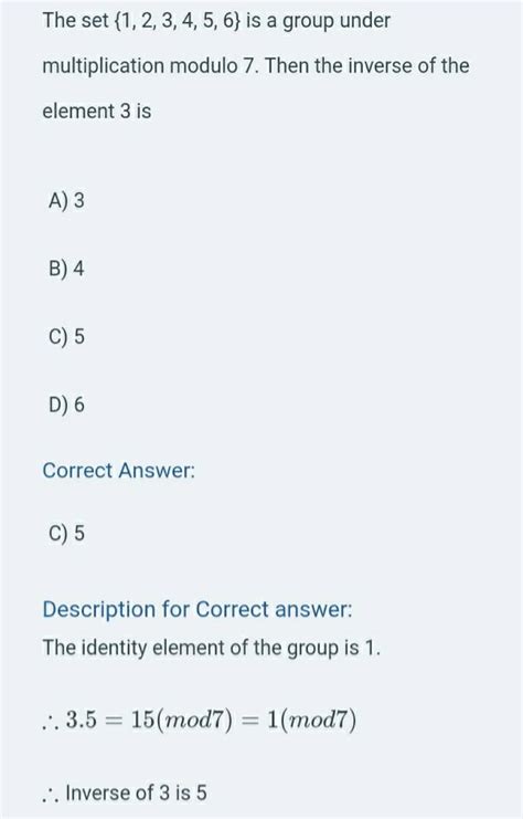 Tne Set Is A Group Under Multiplication Modulo