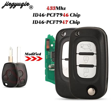 Jingyuqin Modified 433MHz Flip Remote Key PCF7946 7947 For Renault