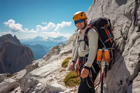 户外自由攀登山脉的男士高清图片下载 正版图片600781475 摄图网