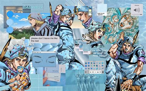 𝐢𝐫𝐢𝐬 🔮 On Twitter Johnny Joestar Jojos Bizarre Adventures Aesthetic Desktop Wallpaper 💙🤍💙