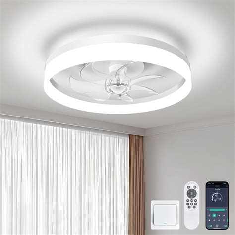 XAUJIX Ceiling Fan with Light and Remote Control&APP, 20" Dimmable Low Profile Ceiling Fan, 6 ...