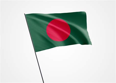 Bangladesh Flag Flying High In The White Isolated Background March