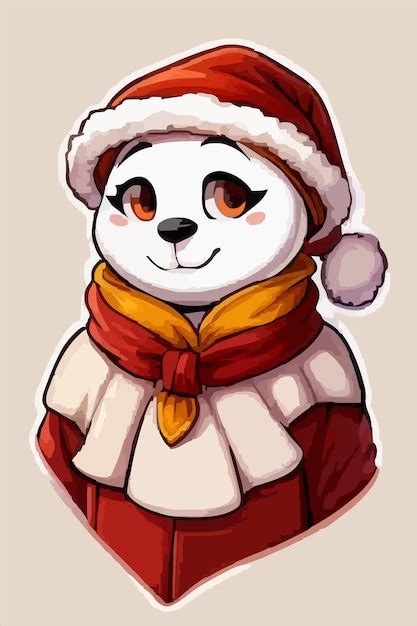 Premium Vector A Cartoon Of A Polar Bear Wearing A Santa Hat