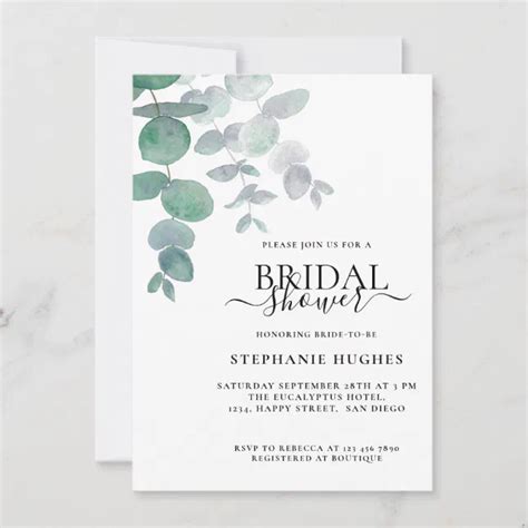 Elegant Eucalyptus Bridal Shower Invitation Zazzle