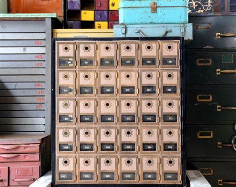 Vintage Post Office Box Mail Cubby Cabinet Divided Block Of Thirty