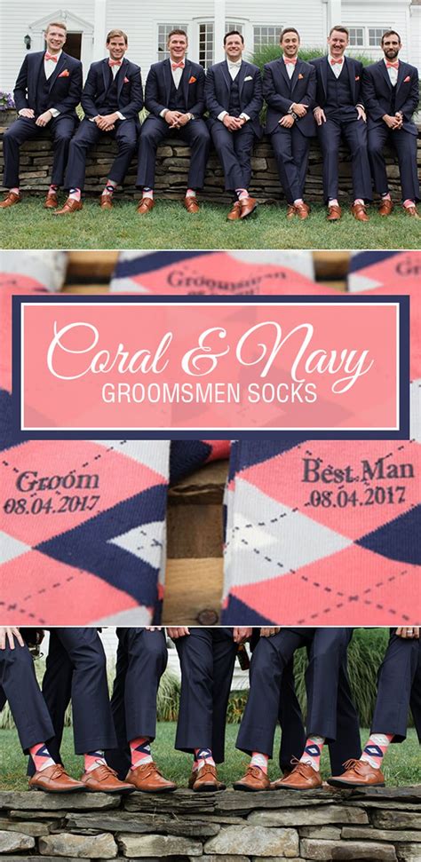 Coral Navy Argyle Wedding Groomsmen Mens Dress Socks Boldsocks Wedding Groomsmen Coral