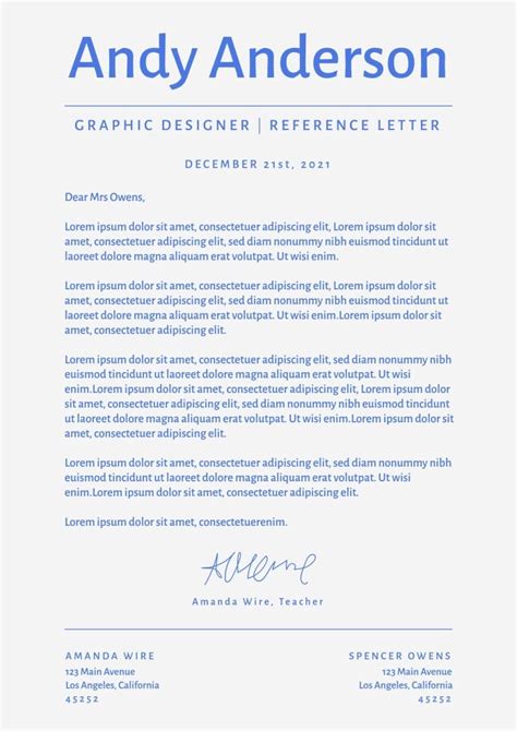 Free Simple A Graphic Design Reference Letter Template