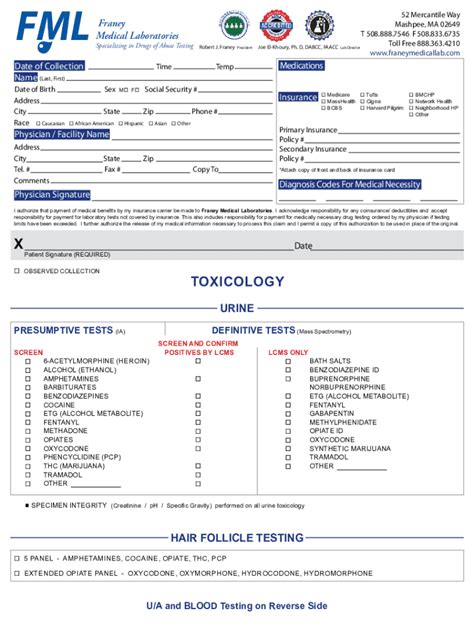 Fillable Online Fml Mercantile Way Franey Medical Lab Fax Email