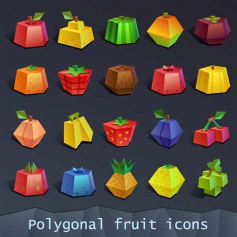 Geometric Shapes Fruit Icons Set Vector Icons Free Download