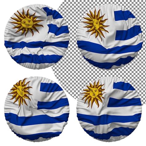 Bandera De Uruguay Forma Redonda Aislada Diferentes Estilos De