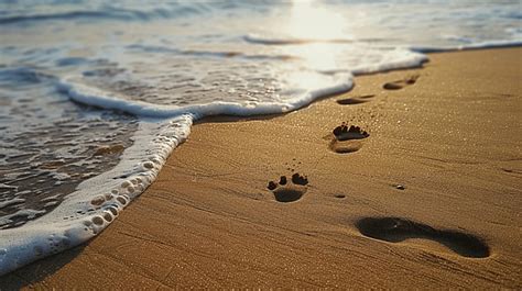 Footprint Footprints On The Beach Sand By The Water Mexico Background