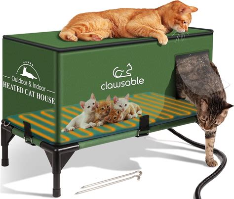 Casa Para Gatos Con Base Elevada Calentada Para Gatos Al Aire Ltima