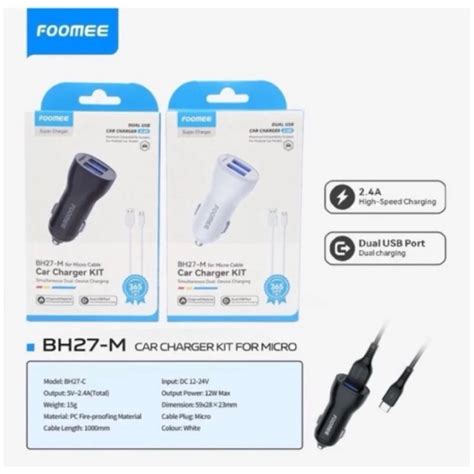 Jual Car Charger Foomee BH27 M BH27 C 2 4a With Cable Micro Type C