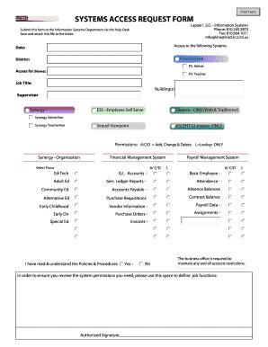 Fillable Online Systems Access Request Form Fax Email Print Pdffiller