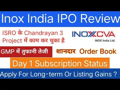 Inox India IPO Review Inox India IPO Day 1 Subscription Inox India