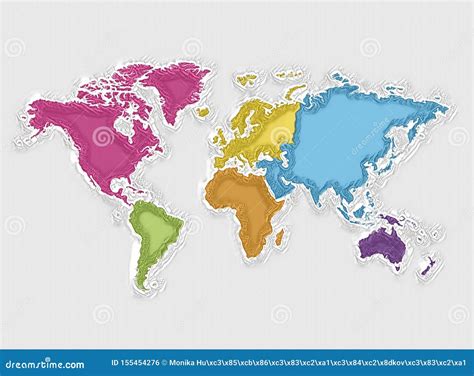 World Map And Colorful Continents Abstract Texture Stock Illustration Illustration Of