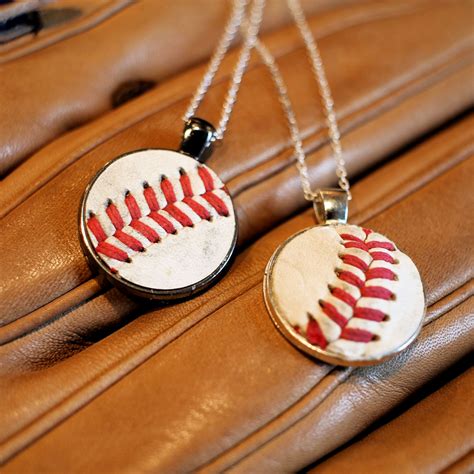 Baseball Necklace Made From Real Leather Baseballs With Silver Etsy