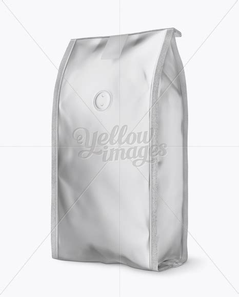 Matte Metallic Coffee Bag With Valve Mockup Half Side View Free