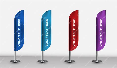 Premium Vector Vector Feather Beach Flags Blank Curved Wind Banners Templates Vertical