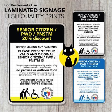 Senior Citizen Pwd Pnstm Discount Requirements Sign Signage