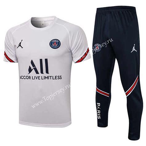 2021 2022 Psg White Short Sleeved Thailand Soccer Tracksuit 815 Paris Sg Topjersey